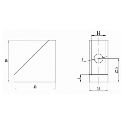 40-160-1 MODULAR SOLUTIONS ALUMINUM GUSSET<BR>18.5MM X 45MM ANGLE W/HARDWARE